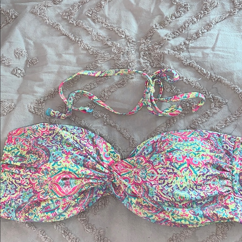 Paisley patterned bandeau swim top